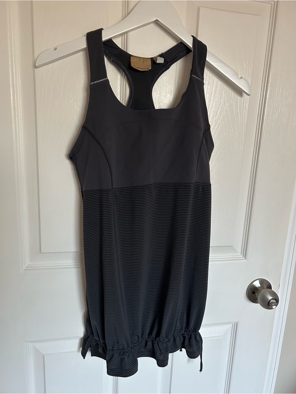 Athleta Black Racerback Tank Top with Drawstring Hem